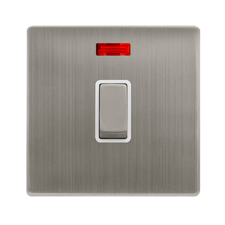 Click Definity Screwless Stainless Steel 20a Double Pole Switch & Neon White Insert | SFSS723PW