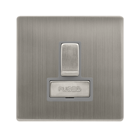 Click Definity Screwless Stainless Steel 13A Switched Spur & Grey Insert | SFSS751GY