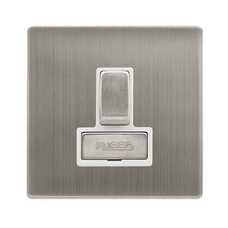 Click Definity Screwless Stainless Steel 13A Switched Spur White Insert | SFSS751PW