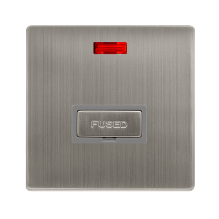Click Definity Screwless Stainless Steel 13A Unswitched Spur & Neon Grey Insert | SFSS753GY