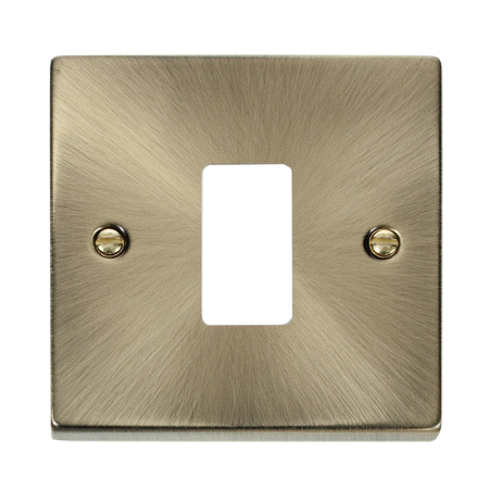 Click Deco Antique Brass 1 Gang Grid Pro Front Plate VPAB20401