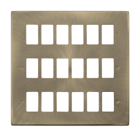 Click Deco Antique Brass 18 Gang Grid Pro Front Plate VPAB20518