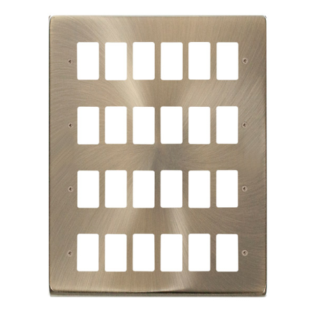 Click Deco Antique Brass 24 Gang Grid Pro Front Plate VPAB20524
