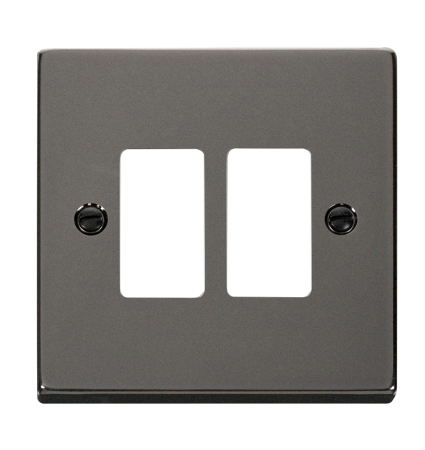 Click Deco Black Nickel 2?gang Grid Pro Front Plate?vpbn20402