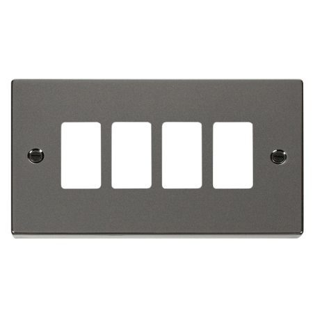 Click Deco Black Nickel 4?gang Grid Pro Front Plate?vpbn20404