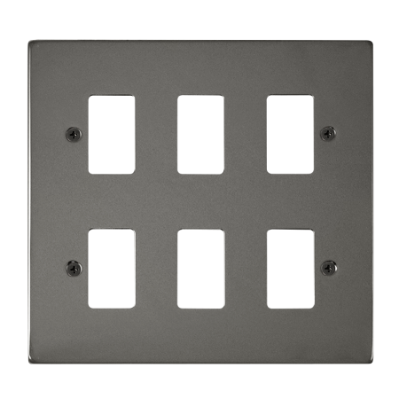 Click Deco Black Nickel 6?gang Grid Pro Front Plate?vpbn20506