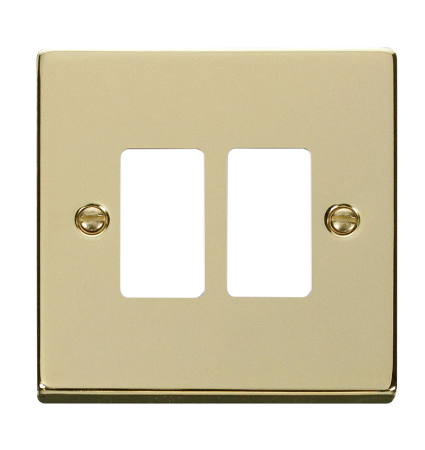 Click Deco Polished Brass 2?gang Grid Pro Front Plate?vpbr20402