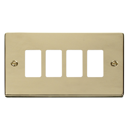 Click Deco Polished Brass 4?gang Grid Pro Front Plate?vpbr20404