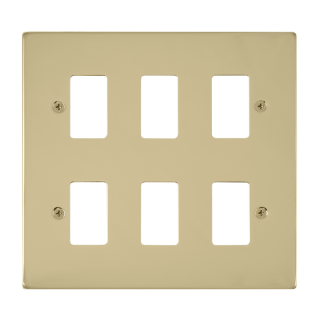 Click Deco Polished Brass 6 Gang Grid Pro Front Plate?vpbr20506