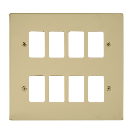Click Deco Polished Brass 8?gang Grid Pro Front Plate?vpbr20508