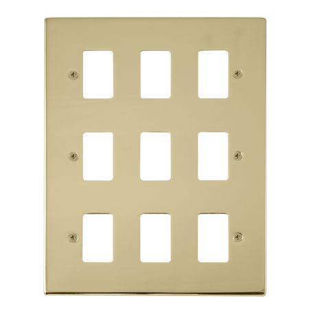 Click Deco Polished Brass 9?gang Grid Pro Front Plate?vpbr20509