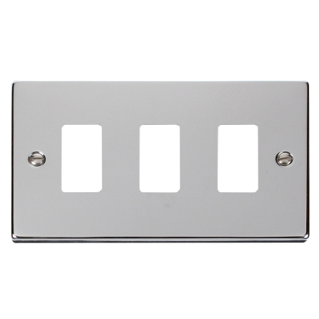 Click Deco Polished Chrome 3?gang Grid Pro Front Plate?vpch20403