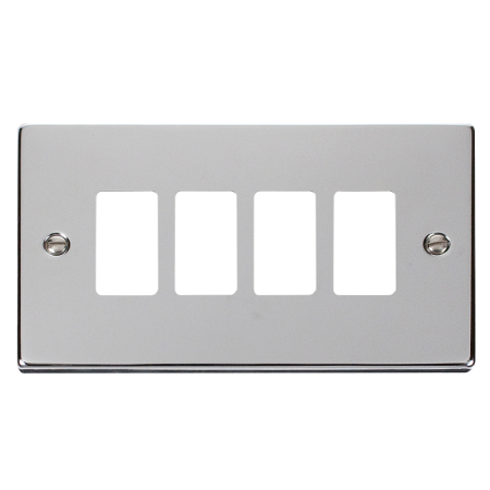 Click Deco Polished Chrome 4?gang Grid Pro Front Plate?vpch20404