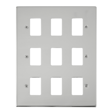 Click Deco Polished Chrome 9?gang Grid Pro Front Plate?vpch20509