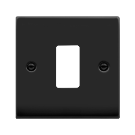 Click Deco Matt Black 1 Gang Grid Pro Front Plate | VPMB20401