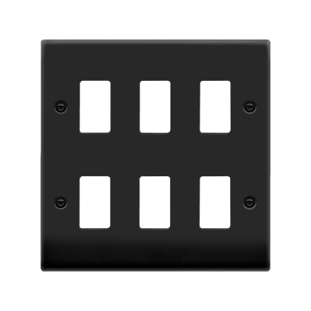 Click Deco Matt Black 6 Gang Grid Pro Front Plate | VPMB20506