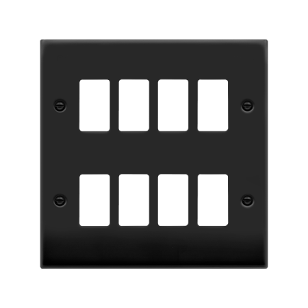 Click Deco Matt Black 8 Gang Grid Pro Front Plate | VPMB20508