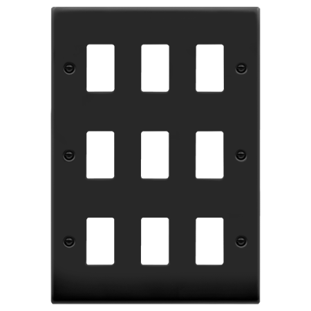 Click Deco Matt Black 9 Gang Grid Pro Front Plate | VPMB20509