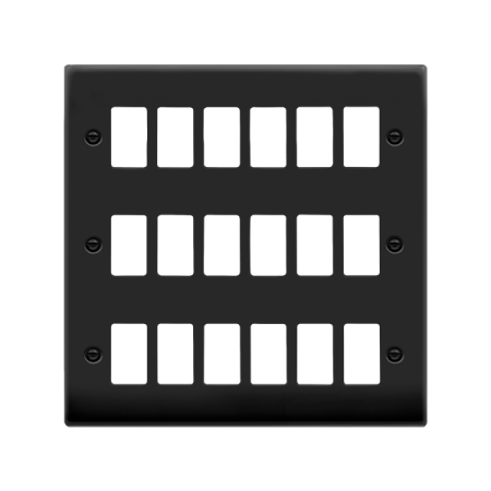 Click Deco Matt Black 18 Gang Grid Pro Front Plate | VPMB20518