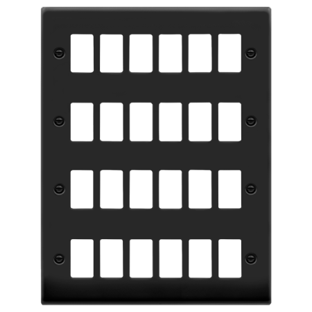 Click Deco Matt Black 24 Gang Grid Pro Front Plate | VPMB20524