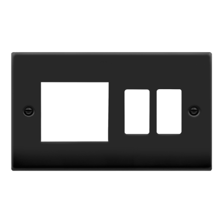 Click Deco Matt Black New Media & Grid Pro Combi Plate | VPMB31102