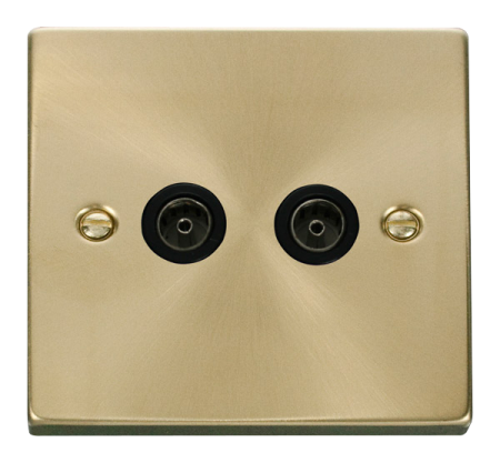 Click Deco Satin Brass Twin Non-isolated Coax Socket?vpsb066bk