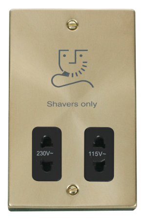 Click Deco Satin Brass Dual Voltage Shaver Socket Vpsb100bk