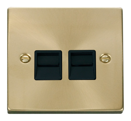 Click Deco Satin Brass Twin?secondary?telephone?socket?vpsb126bk