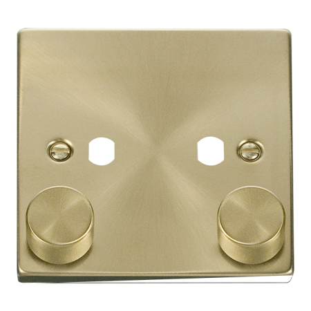 Click Satin Brass 2g Empty Dimmer Plate With Knobs?vpsb152pl