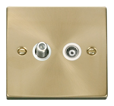 Click Deco Satin Brass Isolated Sat & Coaxial Socket?vpsb157wh