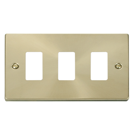 Click Deco Satin Brass 3?gang Grid Pro Front Plate?vpsb20403