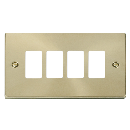 Click Deco Satin Brass 4?gang Grid Pro Front Plate?vpsb20404