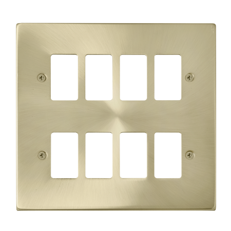 Click Deco Satin Brass 8?gang Grid Pro Front Plate?vpsb20508