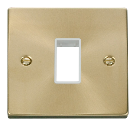 Click Deco Satin Brass 1 Gang Plate Single Aperture Vpsb401wh