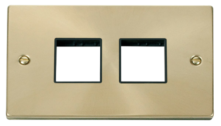 Click Deco Satin Brass 2?gang Plate Quad?aperture Vpsb404bk