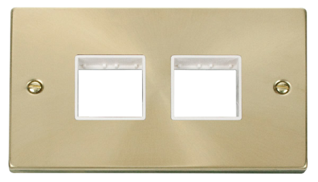 Click Deco Satin Brass 2?gang Plate Quad?aperture Vpsb404wh