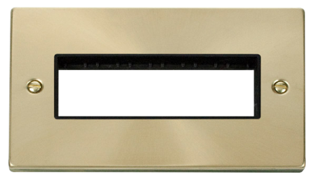 Click Deco Satin Brass 2?gang Plate 6 In-line Aperture Vpsb426bk