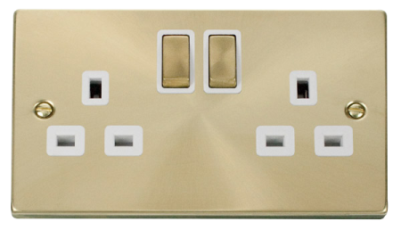 Click Deco Satin Brass 13a Double Switched Socket Vpsb536wh