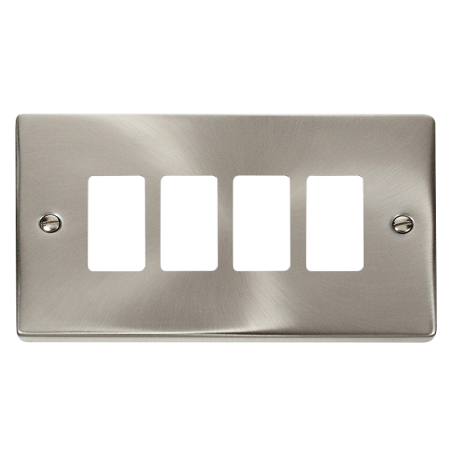 Click Deco Satin Chrome 4?gang Grid Pro Front Plate?vpsc20404