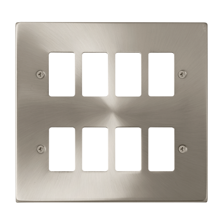 Click Deco Satin Chrome 8?gang Grid Pro Front Plate?vpsc20508