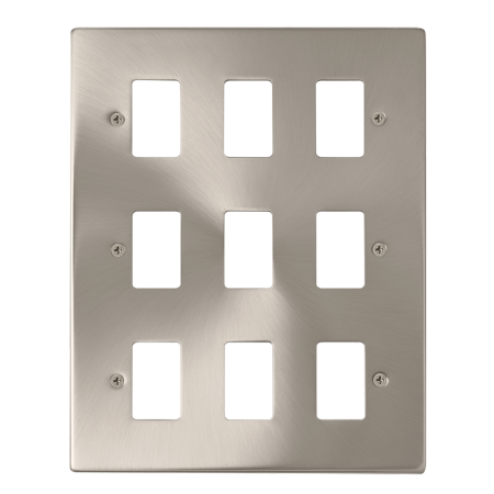 Click Deco Satin Chrome 9?gang Grid Pro Front Plate?vpsc20509