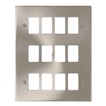 Click Deco Satin Chrome 12?gang Grid Pro Front Plate?vpsc20512