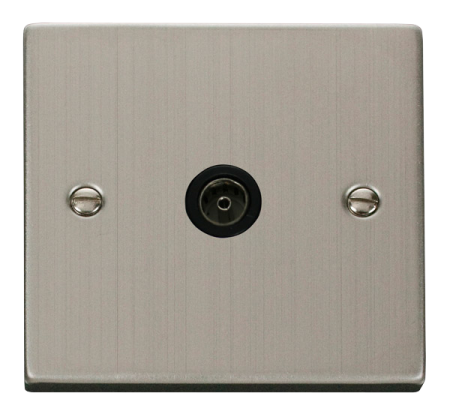 Click Deco Stainless Steel Single Coax Socket Black Insert | Vpss065bk