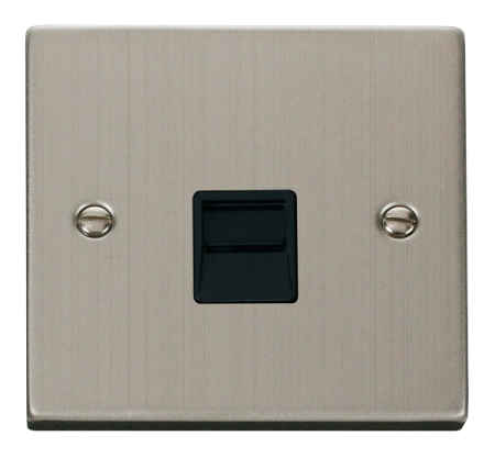 Click Deco Stainless Steel Secondary Telephone Socket Black Insert | Vpss125bk