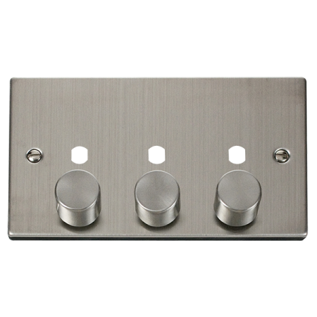 Click Deco Stainless Steel Triple Dimmer Plate And Knobs | Vpss153pl