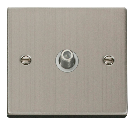 Click Deco Stainless Steel Single Satelite Socket White Insert | Vpss156wh