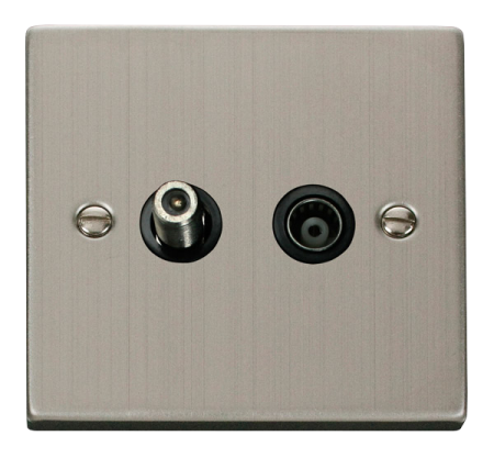 Click Deco Stainless Steel Satelite & Coax Socket Black Insert | Vpss157bk