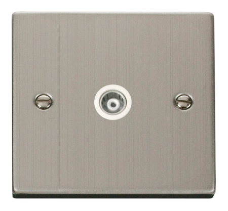Click Deco Stainless Steel Single Isolated Coax Socket White Insert | Vpss158wh