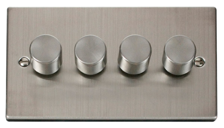 Click Deco Stainless Steel 4 Gang 100w Led Dimmer Switch | VPSS164