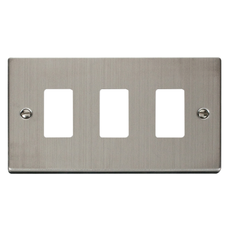 Click Deco Stainless Steel 3 Gang Grid Pro Front Plate VPSS20403